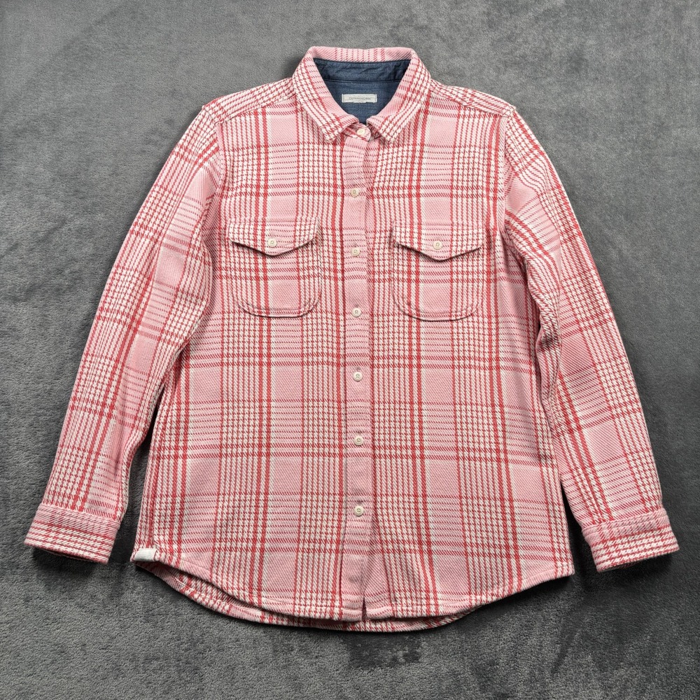 Outerknown Blanket Shirt Womens Medium Pink Plaid Organic Cotton Shacket Outdoor